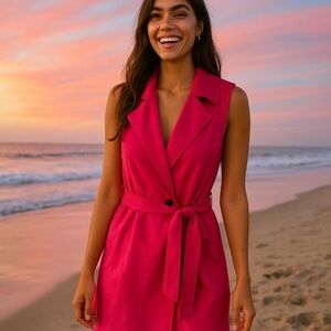 Love Tree Fuchsia Belted Midi Dress